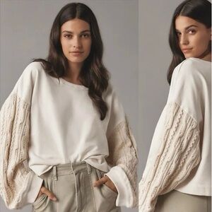 Anthropologie Cream and Tan Sweater
